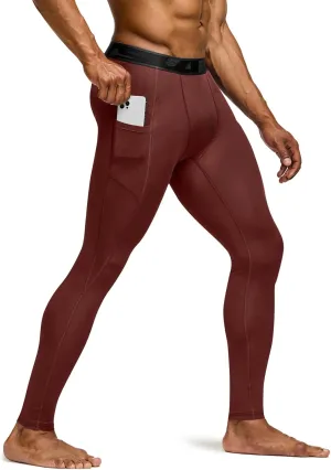 TSLA Men's Compression Pants, Cool Dry Athletic Workout Running Leggings Tights with Pockets