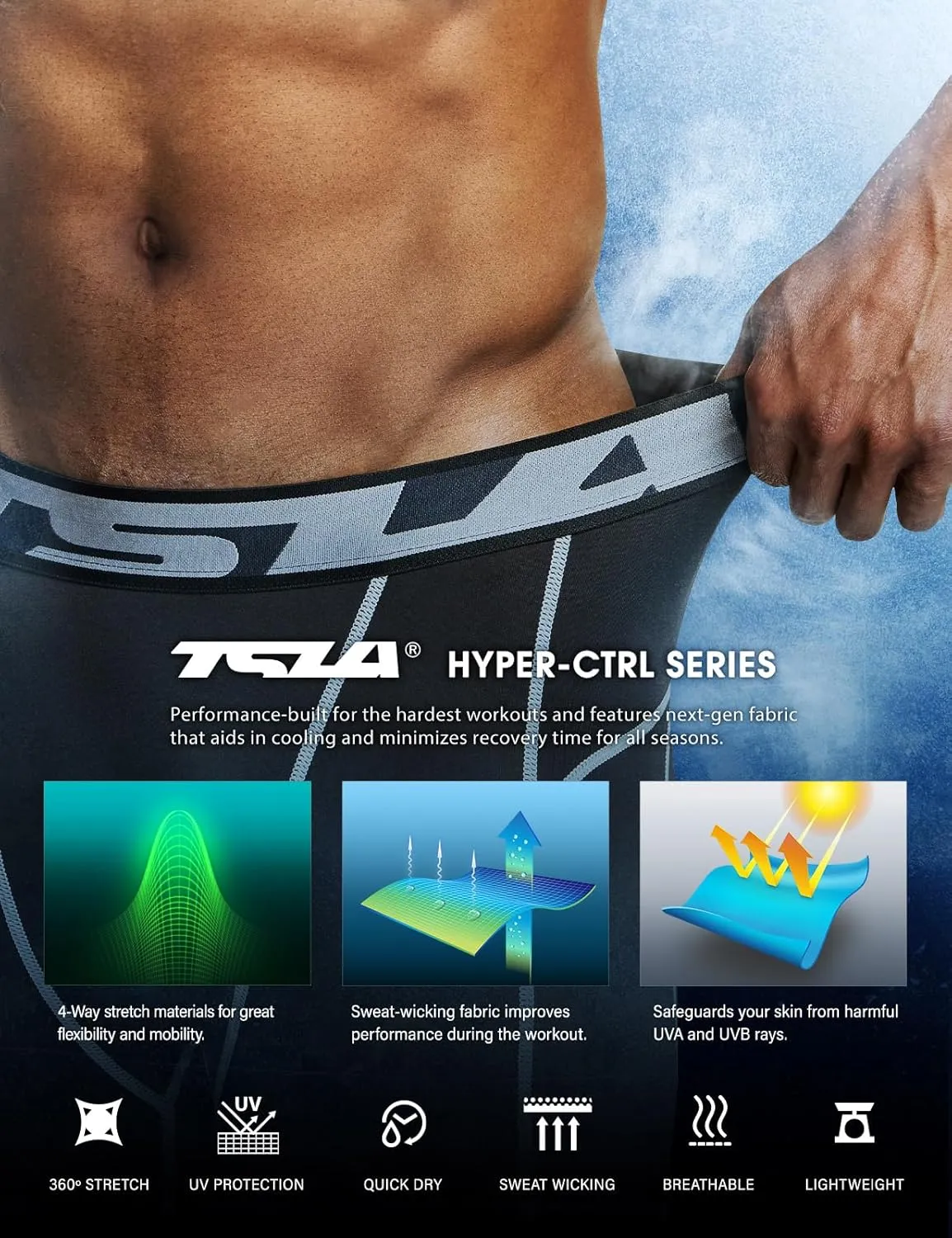 TSLA Men's Compression Pants, Cool Dry Athletic Workout Running Leggings Tights with Pockets