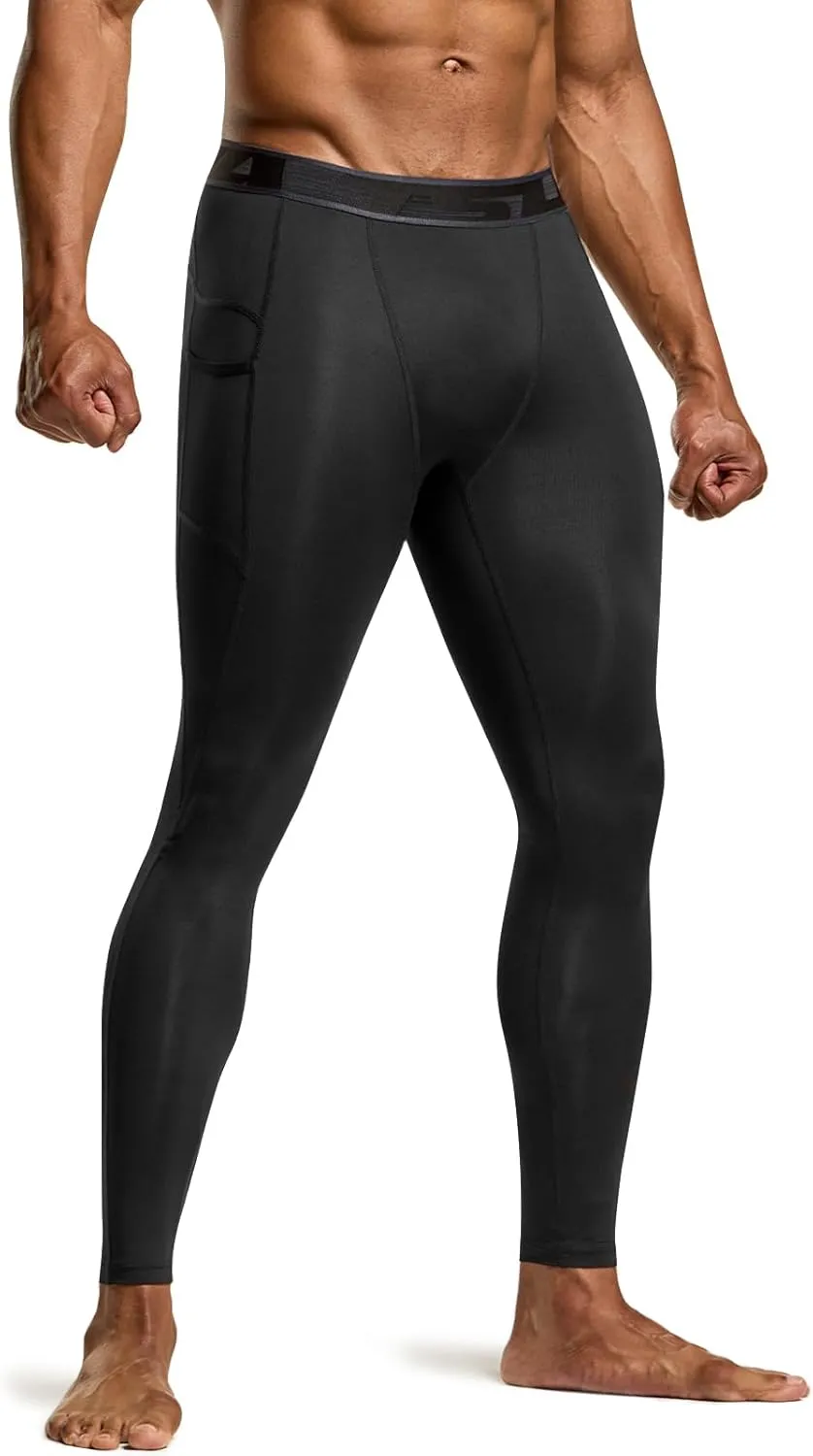TSLA Men's Compression Pants, Cool Dry Athletic Workout Running Leggings Tights with Pockets