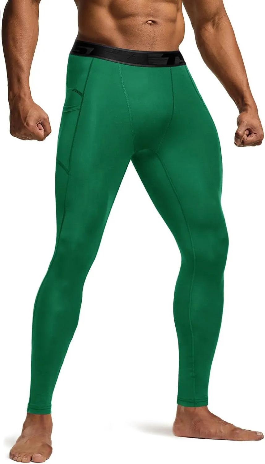 TSLA Men's Compression Pants, Cool Dry Athletic Workout Running Leggings Tights with Pockets