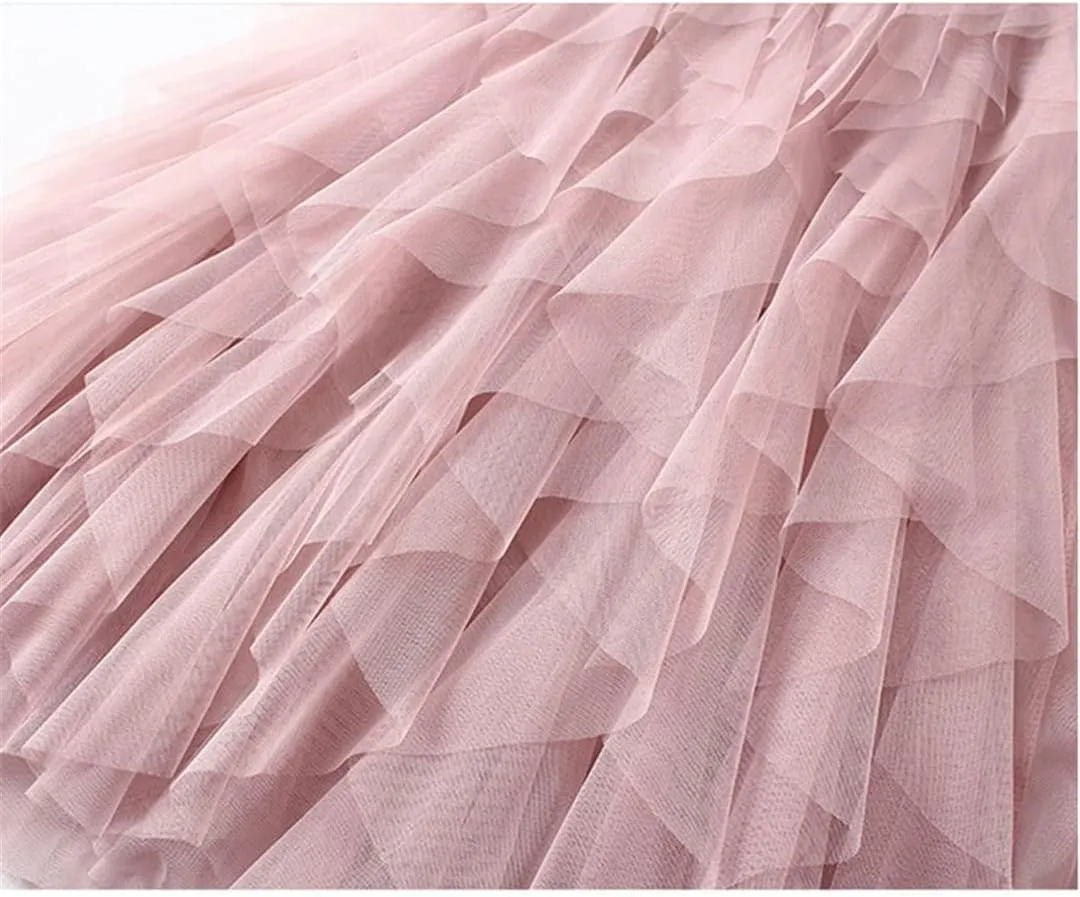 Tulle Long Maxi Skirt Women Fashion Cute High Waist Pleated Skirt