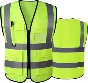 Tydon Guardian Reflective Safety Vest for Women Men High Visibility Security With Pocket Zipper Front Meet ANSI/ISEA Standard