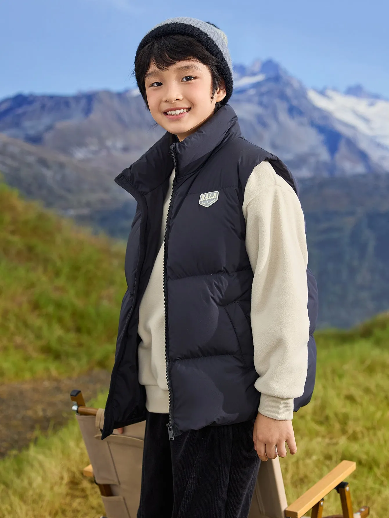 Unisex Parent-Child Stand-Up Collar Rubber Patch Vest