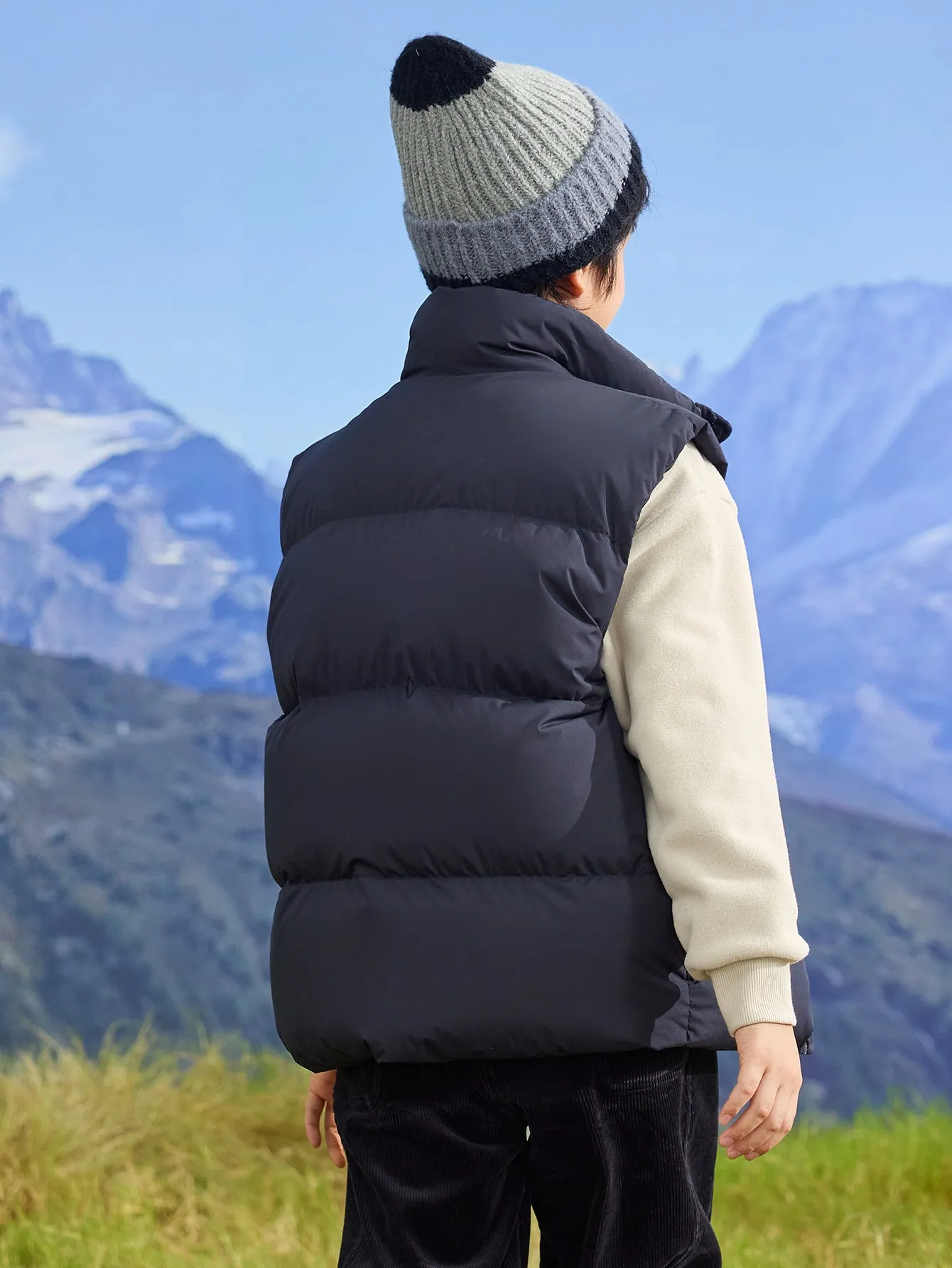 Unisex Parent-Child Stand-Up Collar Rubber Patch Vest
