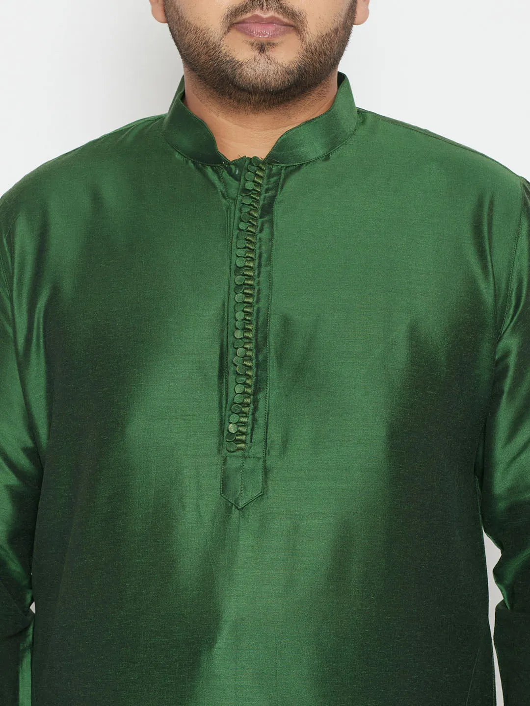 VASTRAMAY Men's Green Viscose Kurta Set