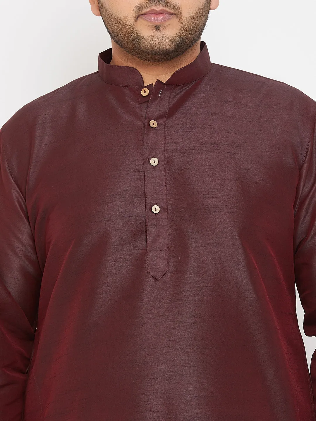 VASTRAMAY Wine Silk Blend Kurta