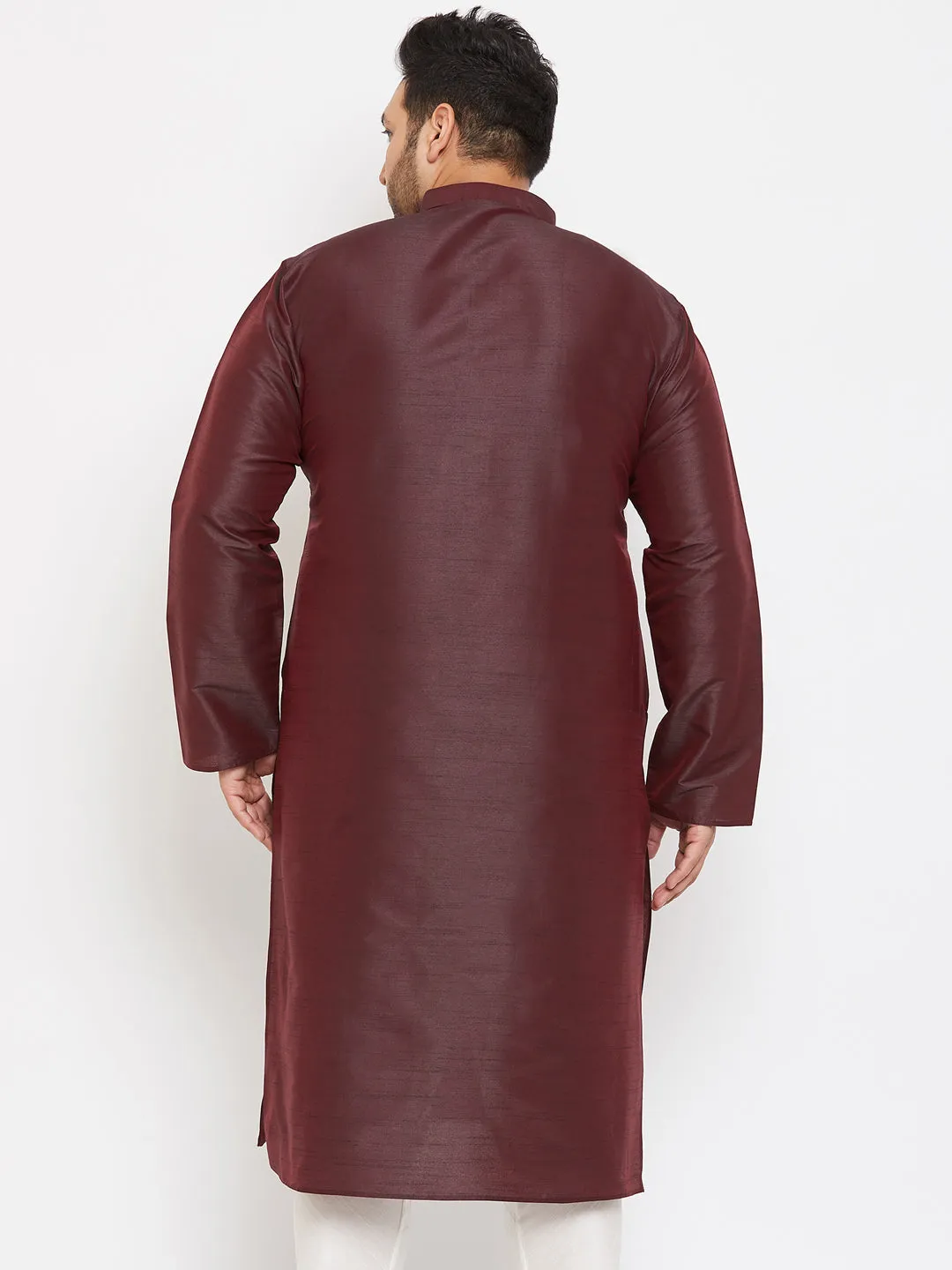 VASTRAMAY Wine Silk Blend Kurta