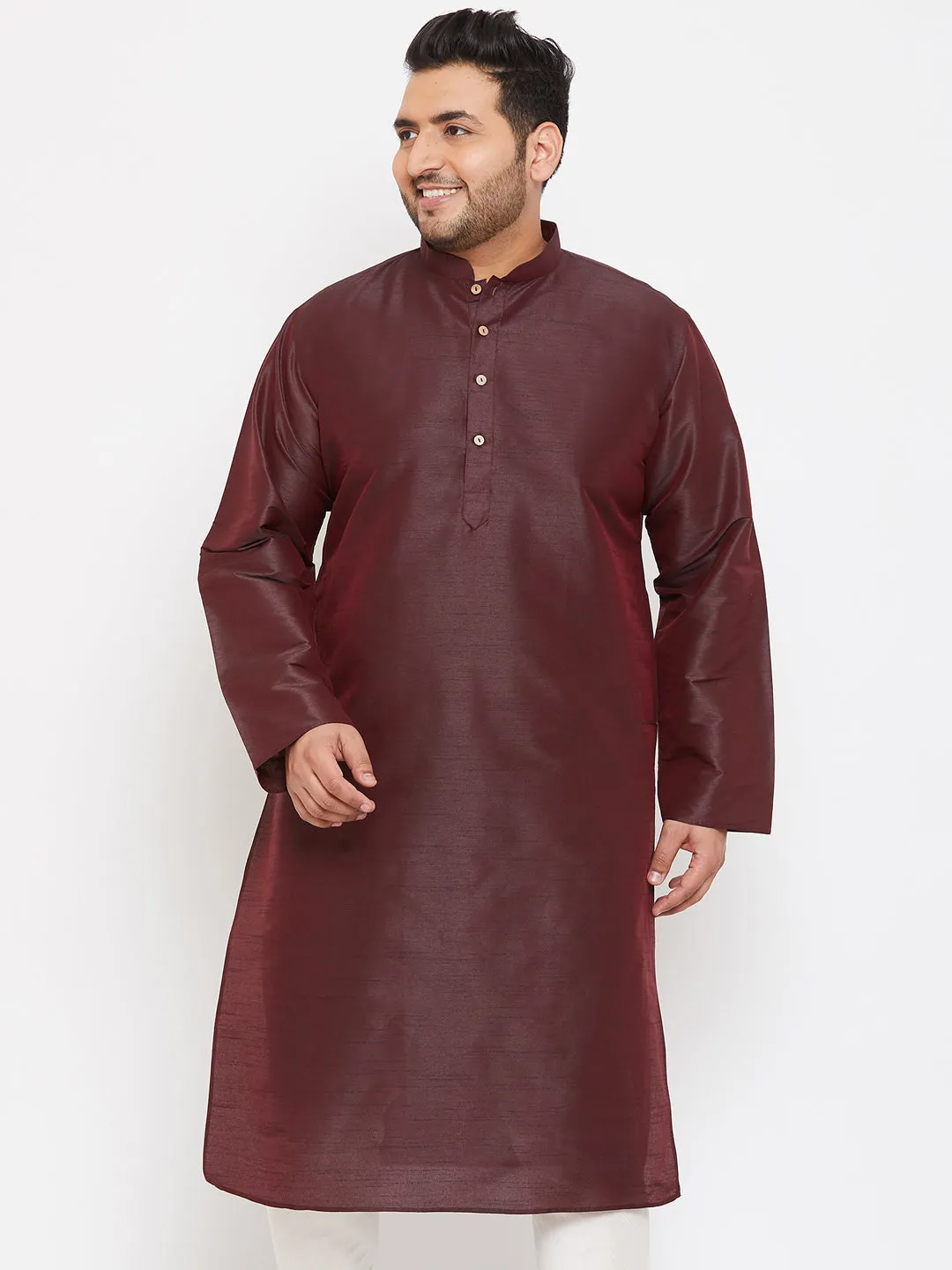VASTRAMAY Wine Silk Blend Kurta