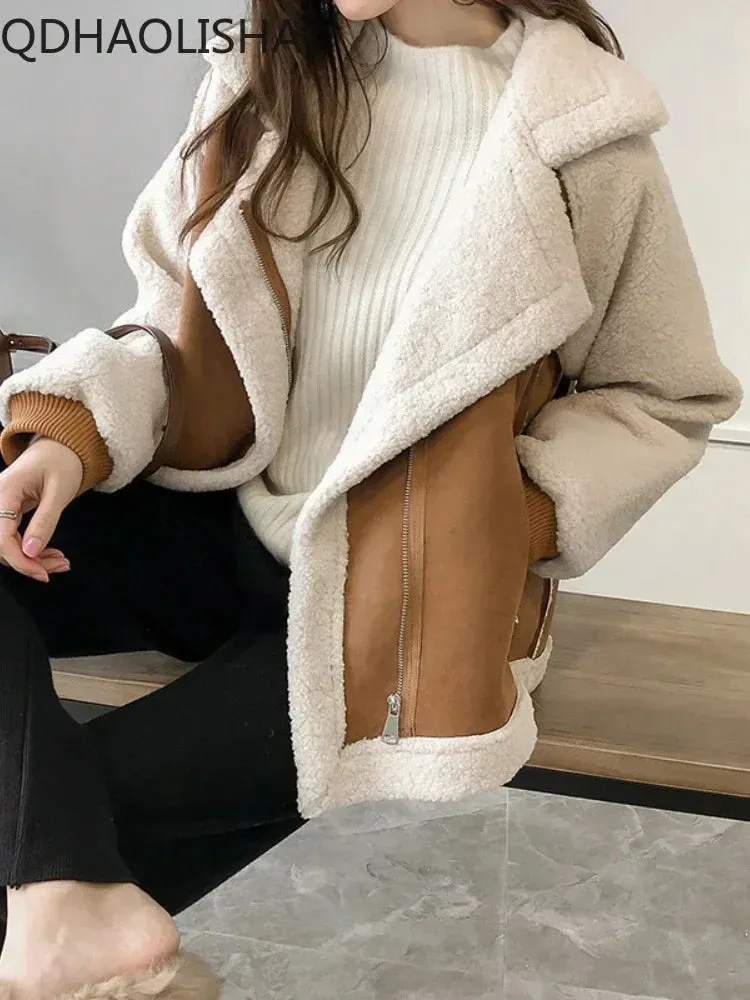Vintage Polo Neck Velvet Loose Coat Jacket