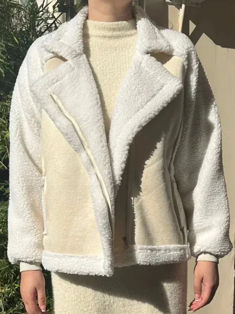 Vintage Polo Neck Velvet Loose Coat Jacket