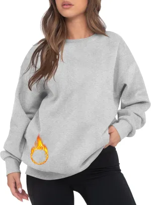 VIUTIL Womens Oversized Crewneck Sweatshirt Fleece Casual Loose Pullover Tops 2025 Winter Clothes