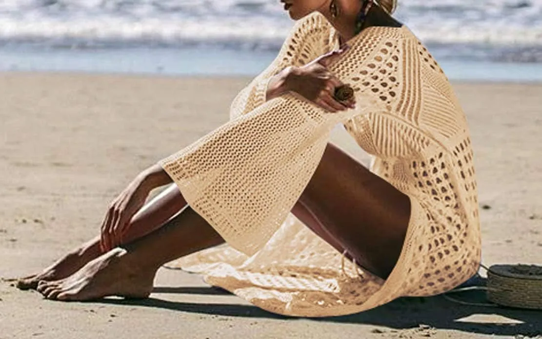 Wander Agio Beach Tops Sexy Floral Cover Dresses Bikini Cover-ups Net Long Skirt