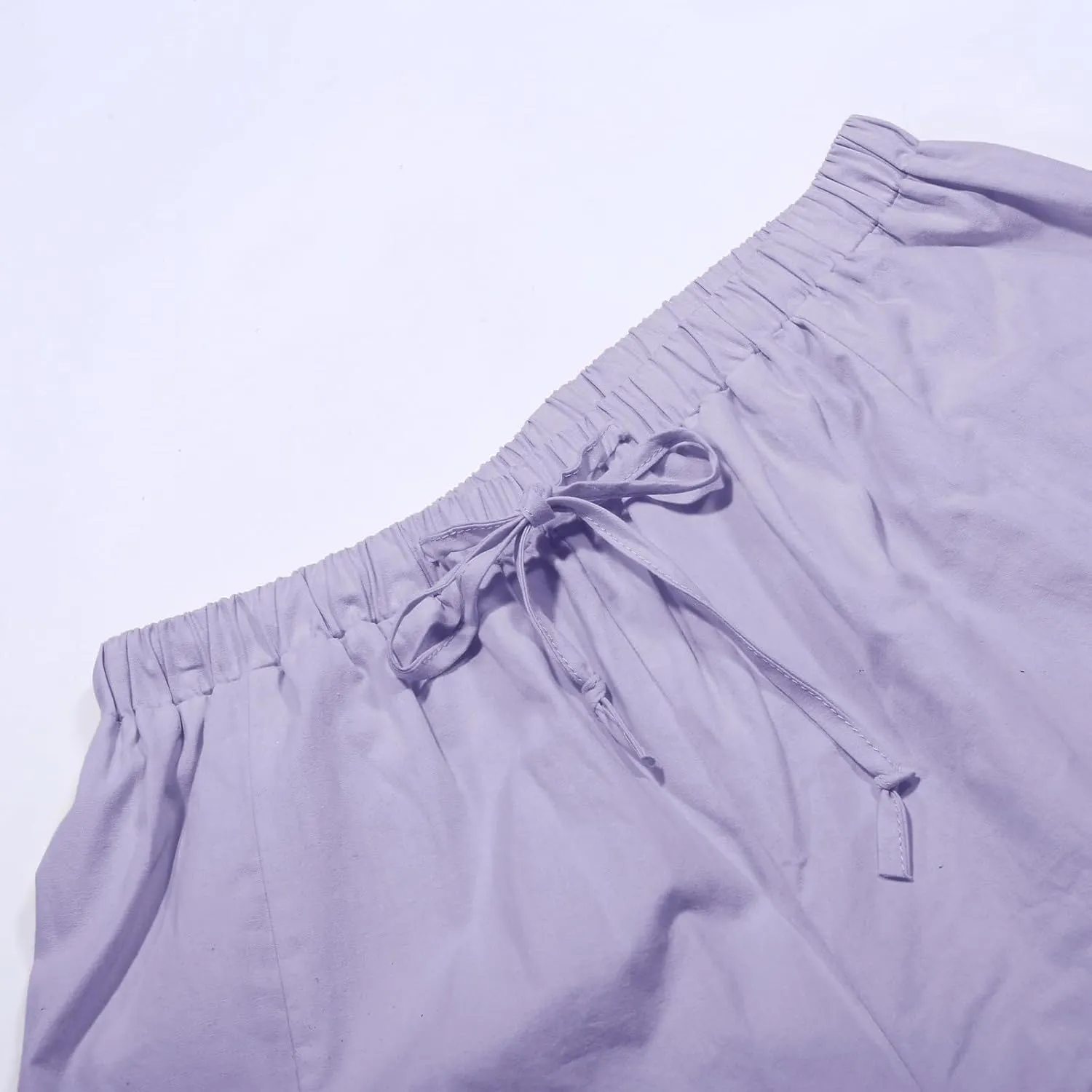 Wide Leg Cropped Pants for Women Casual Drawstring Harem Pants Baggy Lounge Cotton Blend Linen Trousers with Pockets