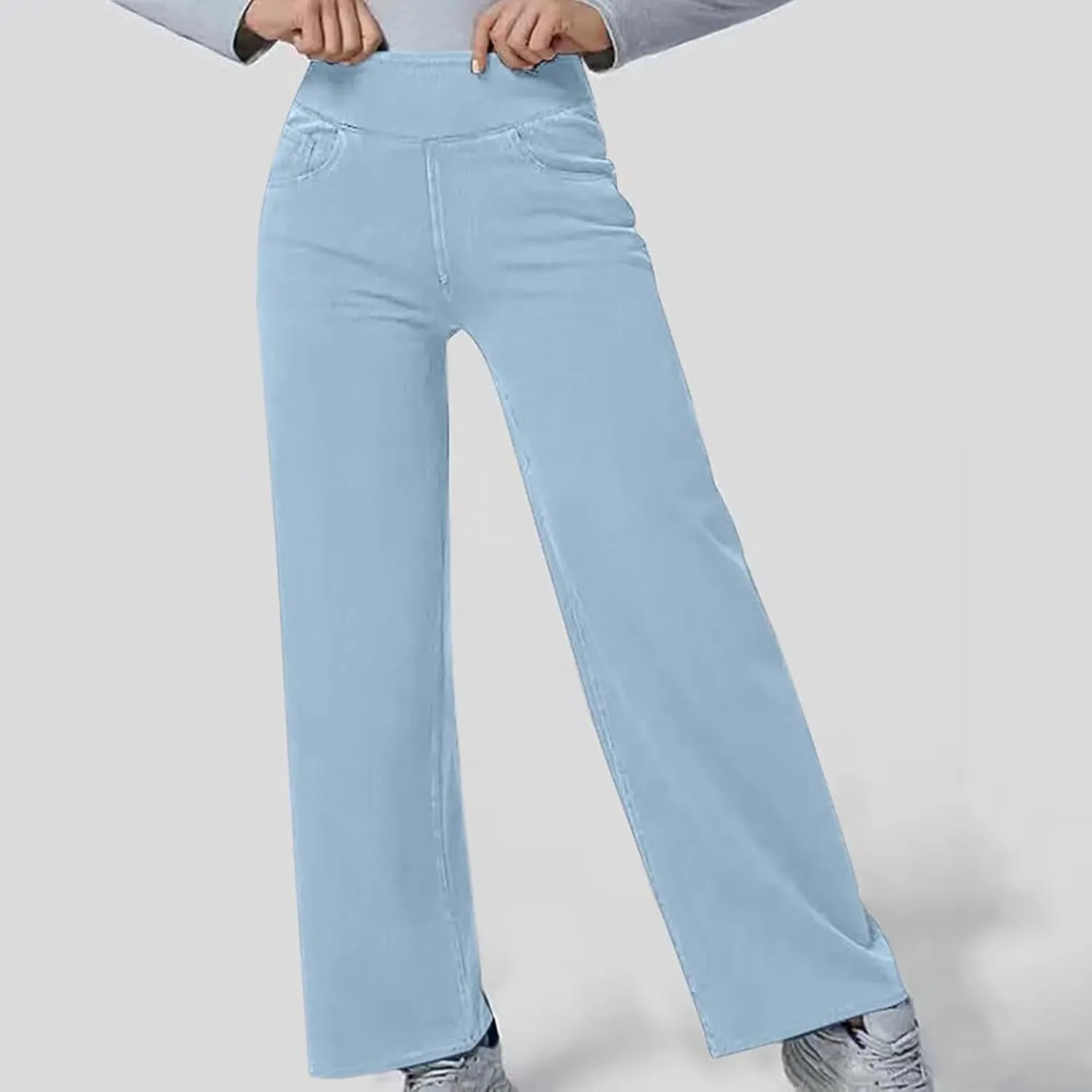Wide Leg Jeans for Women Elastic High Waist Boyfriends Baggy Denim Pants Stretchy Junior Loose-Fit Palazzo Trousers