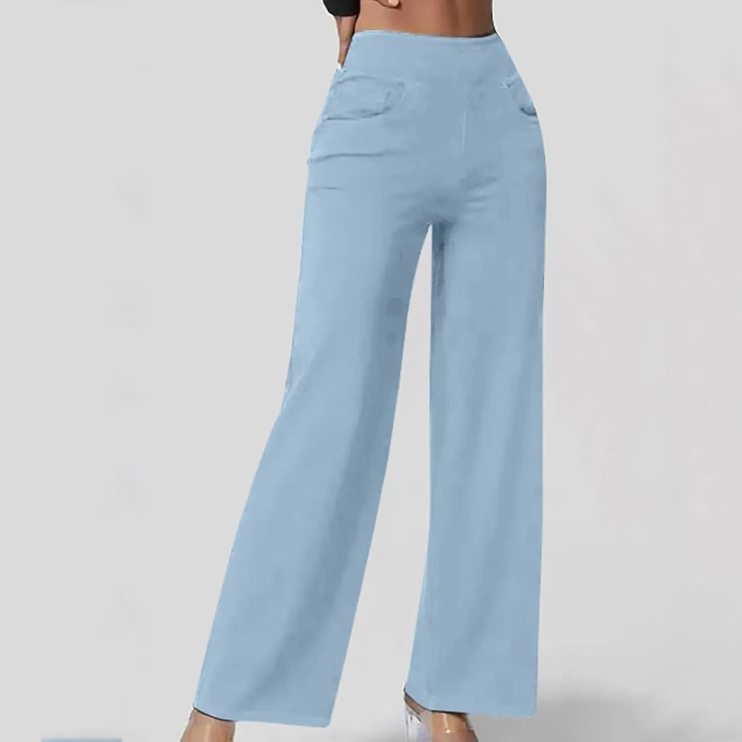 Wide Leg Jeans for Women Elastic High Waist Boyfriends Baggy Denim Pants Stretchy Junior Loose-Fit Palazzo Trousers
