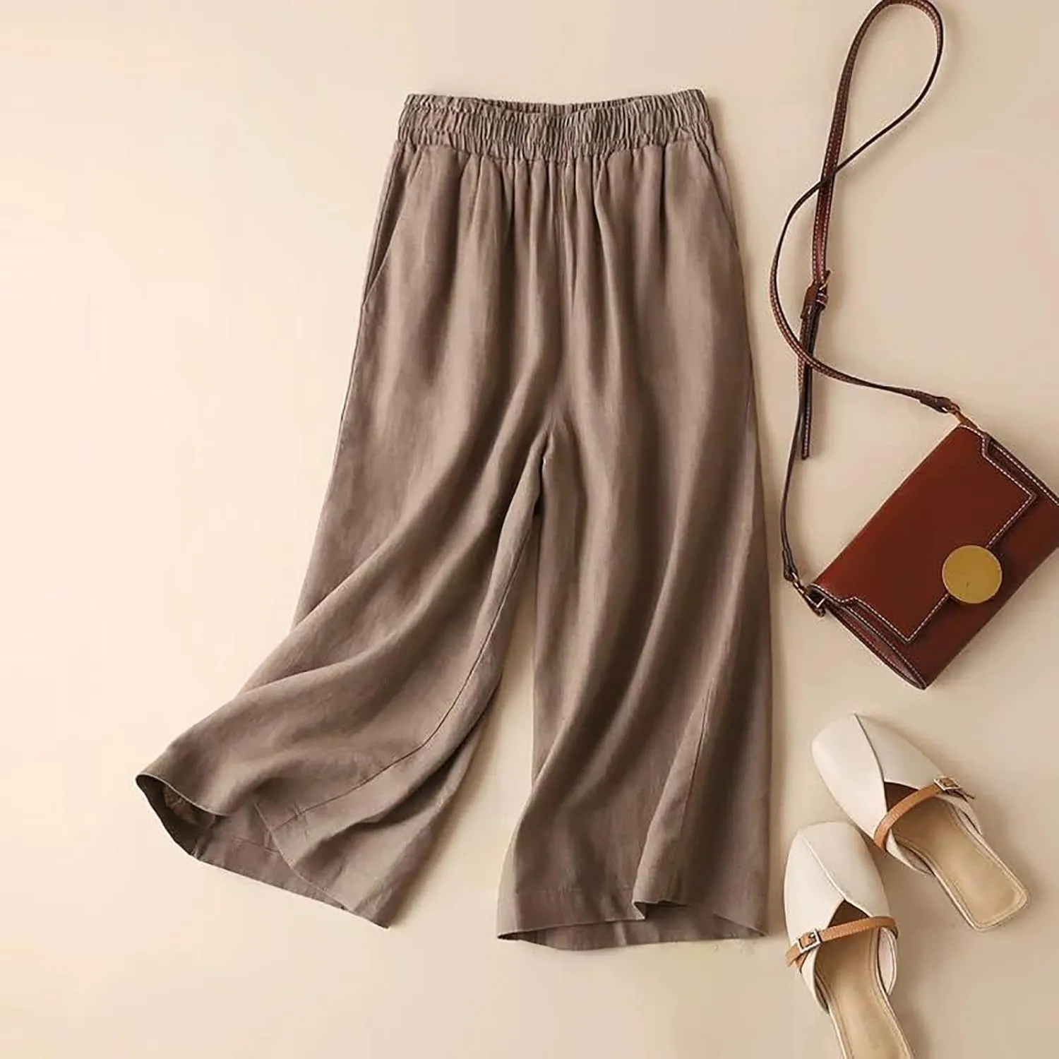 Wide Leg Linen Pants for Women Women Linen Pants Beach Leisure Trousers Linen Blend Pants
