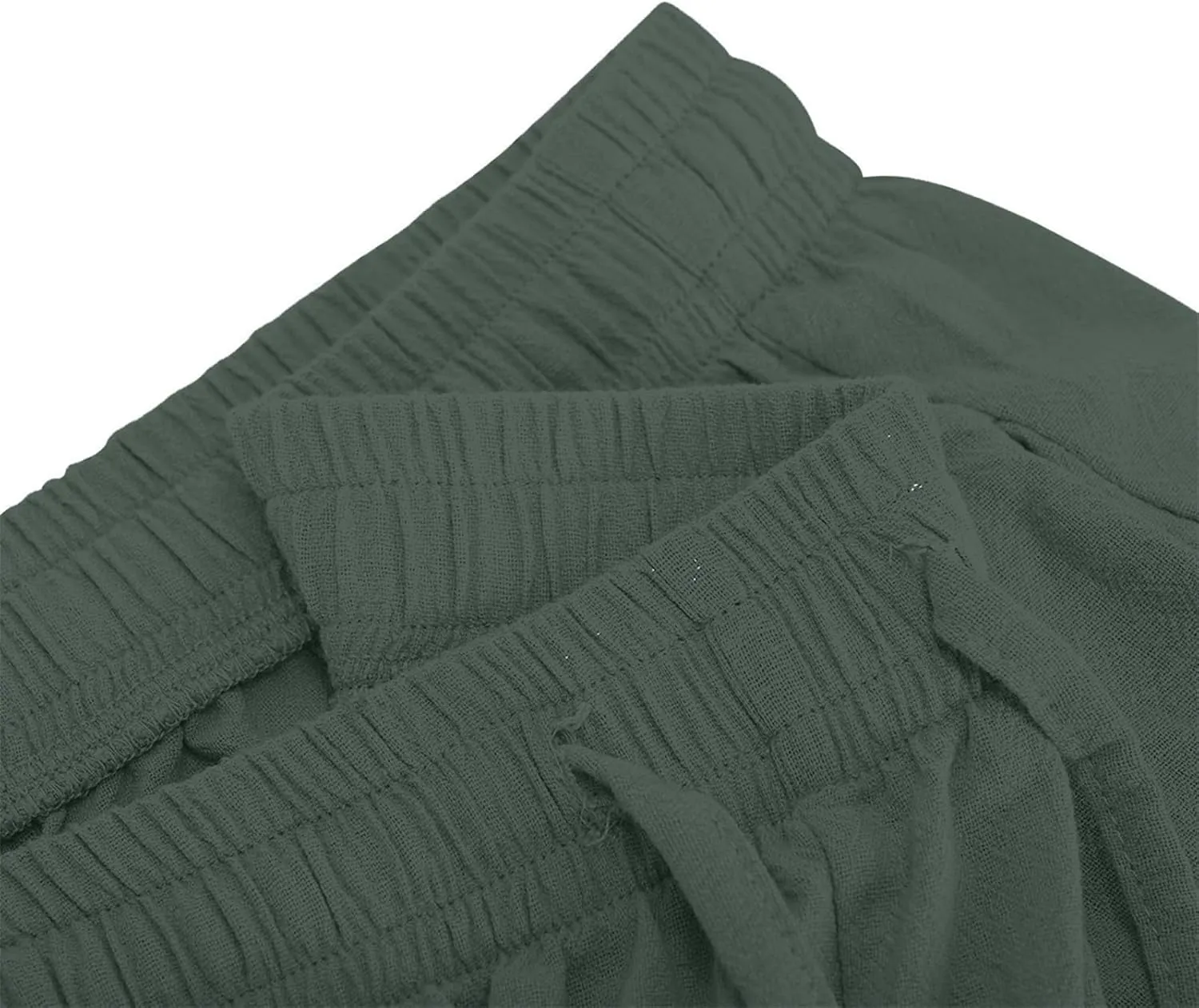 Wide Leg Linen Pants Women Casual Summer Elastic Waist Loose Palazzo Trousers Flowy Beach Lounge Pants with Pockets