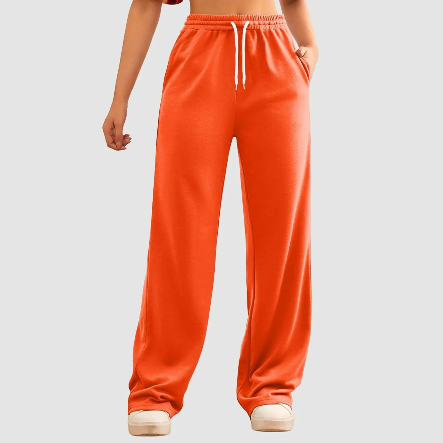 Wide Leg Sweat Pants for Womens High Waisted Baggy Sweatpants Casual Drawstring Workout Athletic Pants with Pockets