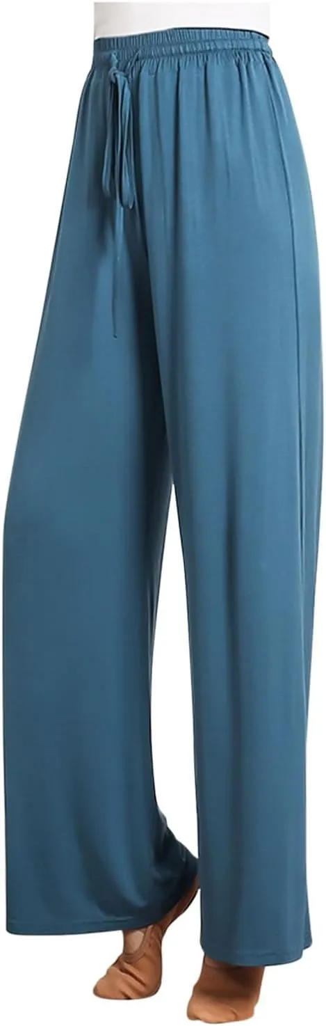 Wide Leg Yoga Pants for Women Comfy Cotton Lounge Workout Pant Loose Flowy Elastic Waist Trousers Trendy Dance Slacks