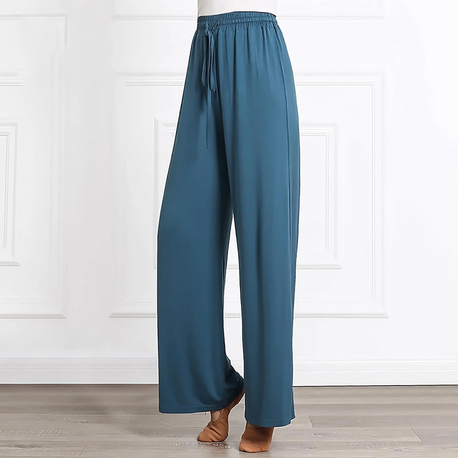 Wide Leg Yoga Pants for Women Comfy Cotton Lounge Workout Pant Loose Flowy Elastic Waist Trousers Trendy Dance Slacks