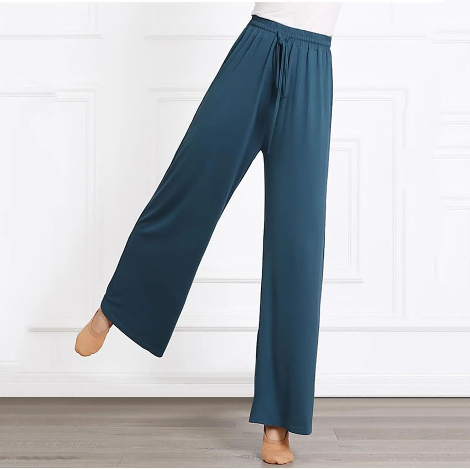 Wide Leg Yoga Pants for Women Comfy Cotton Lounge Workout Pant Loose Flowy Elastic Waist Trousers Trendy Dance Slacks