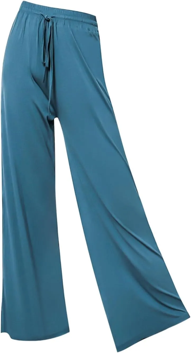 Wide Leg Yoga Pants for Women Comfy Cotton Lounge Workout Pant Loose Flowy Elastic Waist Trousers Trendy Dance Slacks