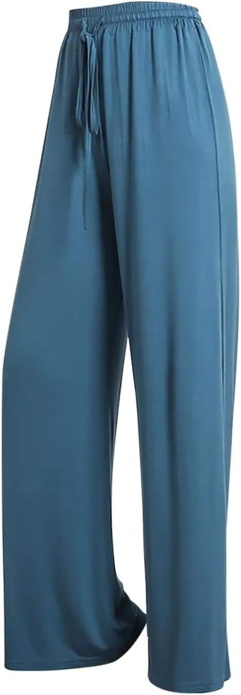 Wide Leg Yoga Pants for Women Comfy Cotton Lounge Workout Pant Loose Flowy Elastic Waist Trousers Trendy Dance Slacks