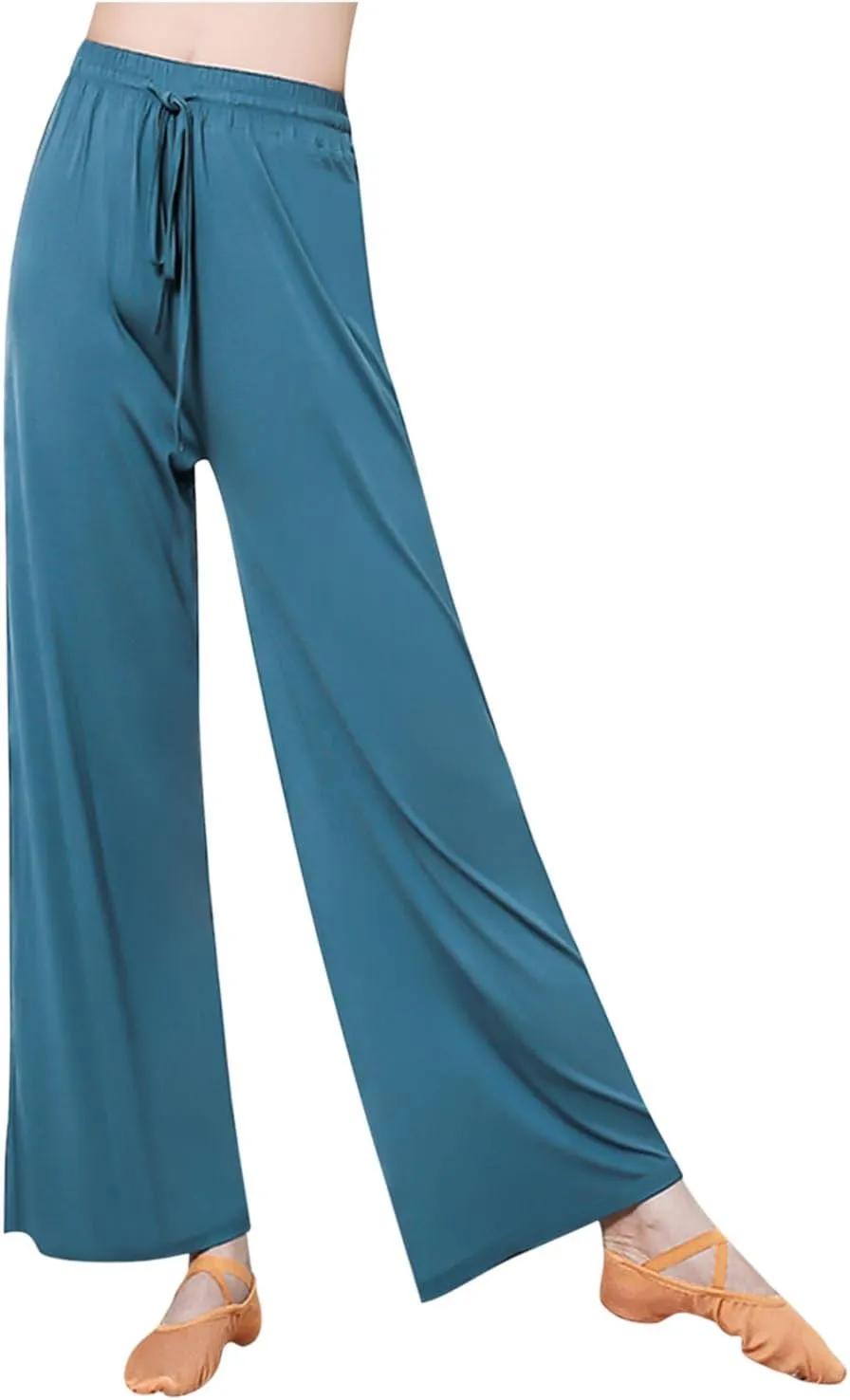 Wide Leg Yoga Pants for Women Comfy Cotton Lounge Workout Pant Loose Flowy Elastic Waist Trousers Trendy Dance Slacks