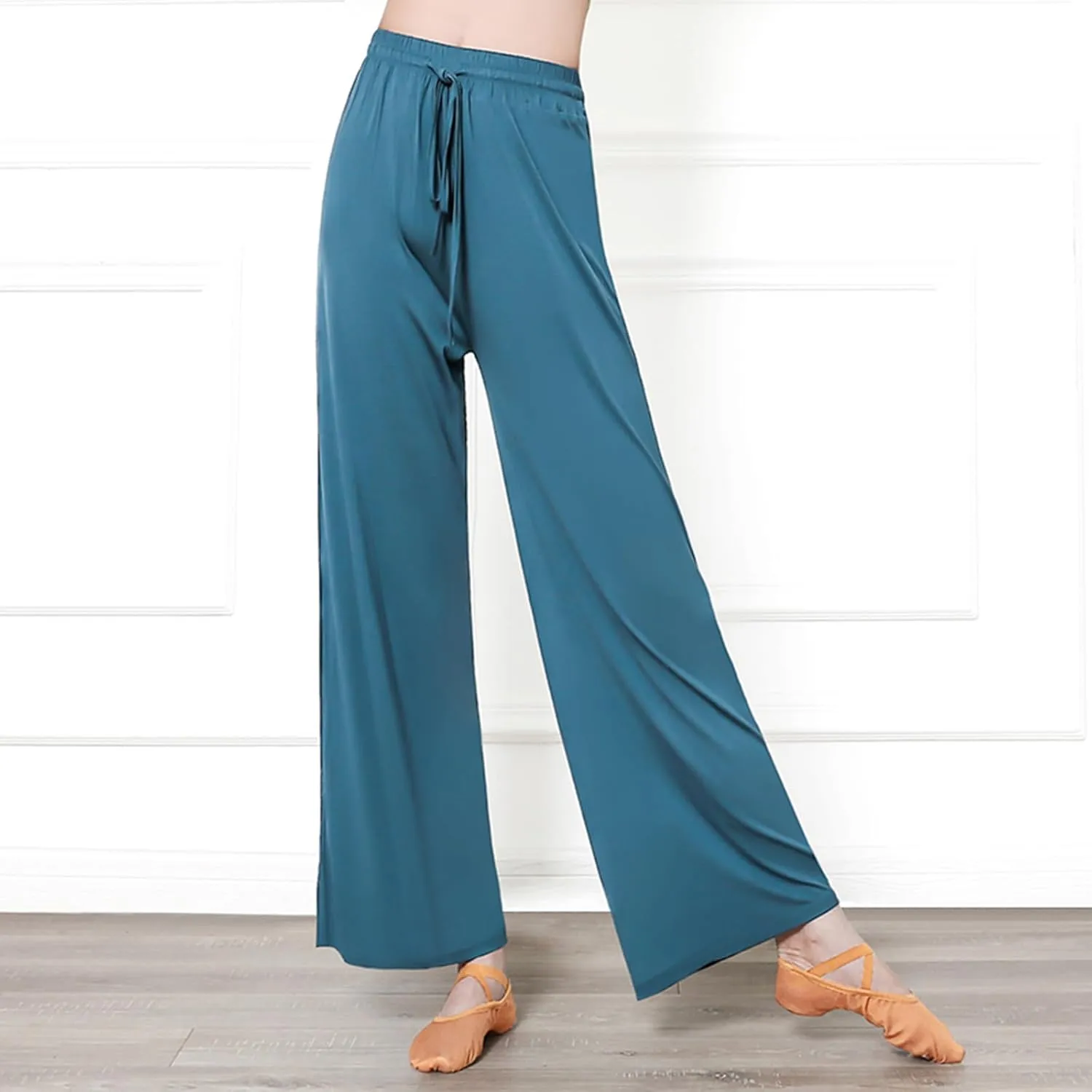 Wide Leg Yoga Pants for Women Comfy Cotton Lounge Workout Pant Loose Flowy Elastic Waist Trousers Trendy Dance Slacks