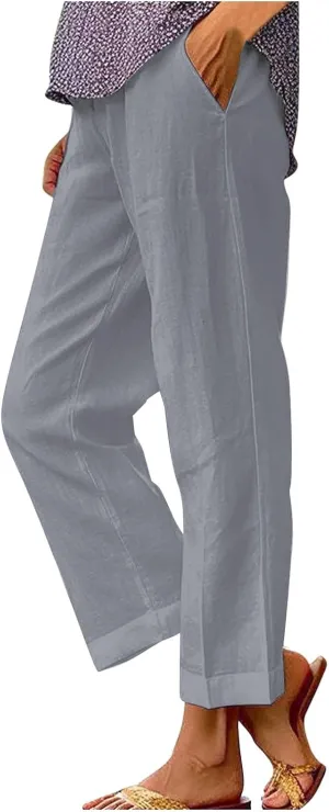 Woman Plus Linen Pants Spring Flowy Wide Leg Linen Pants for Women Women's Cotton Pants