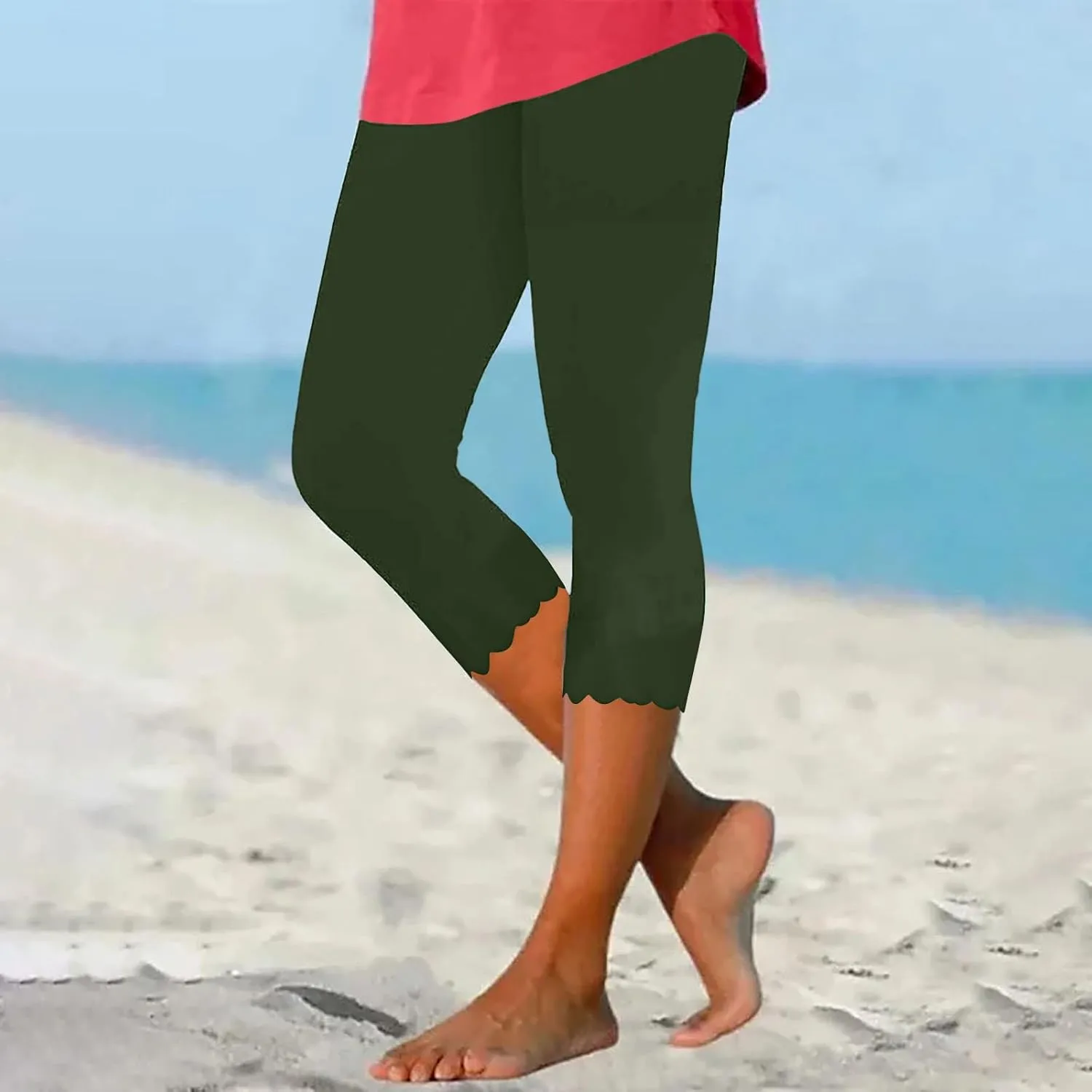 Women Capris Leggings 2024 Summer Causal Cropped Pants Dressy Trendy Knee Length Capri Laides Yoga Clothing