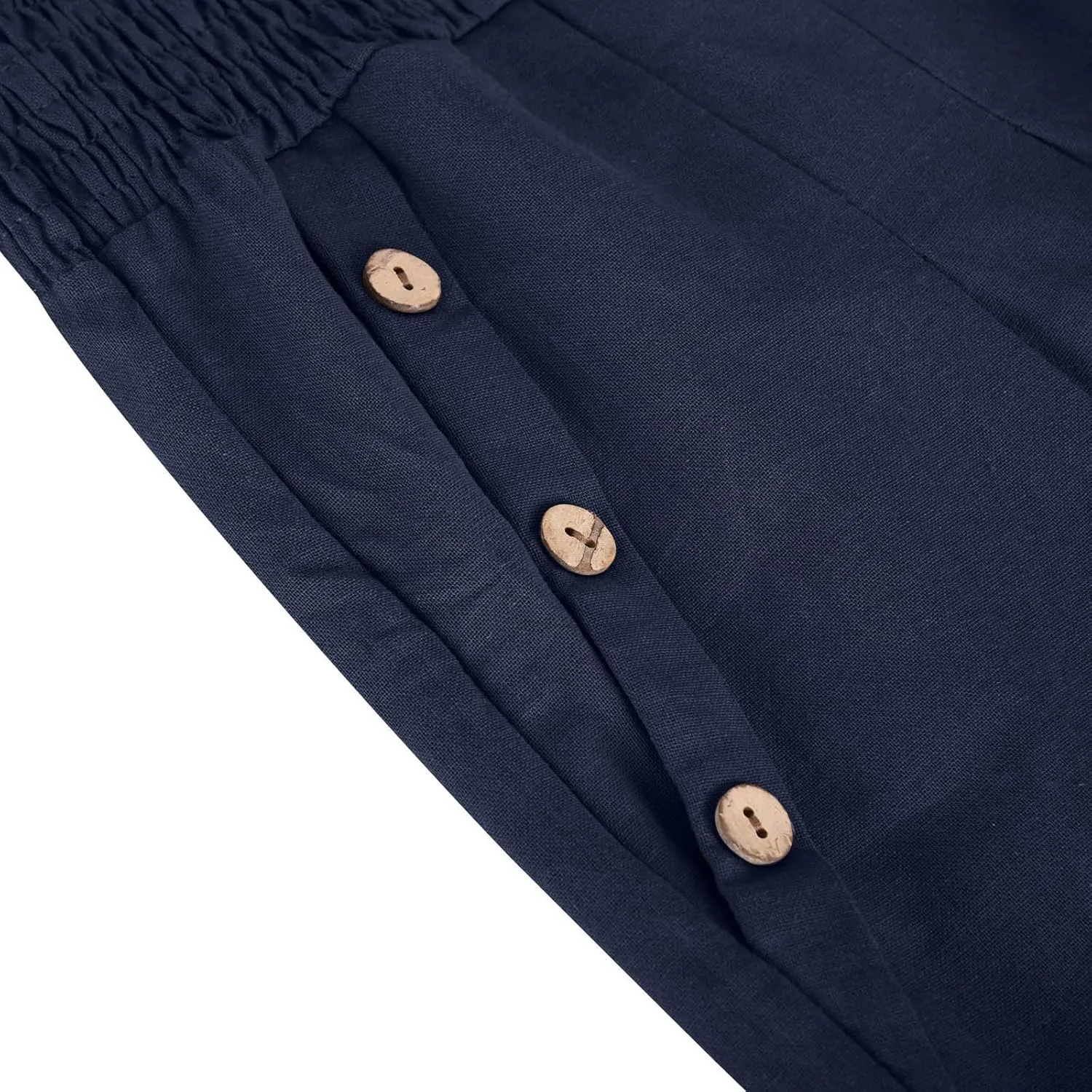Women Dressy Casual Linen Pants 2025 Elastic Waist Drawstring Pocket Trousers Loose Straight Wide Leg Palazzo Pants