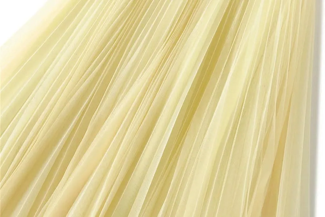 Women High Waisted Elegant Tulle Pleated Skirts Summer Casual Mesh A Line Holiday Beach Skirt