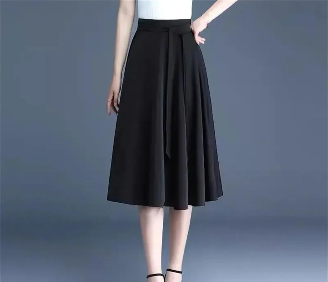 Women High Waisted Pleated A-Line Skirt Summer Harajuku Style Lace-Up Casual Party Skirts
