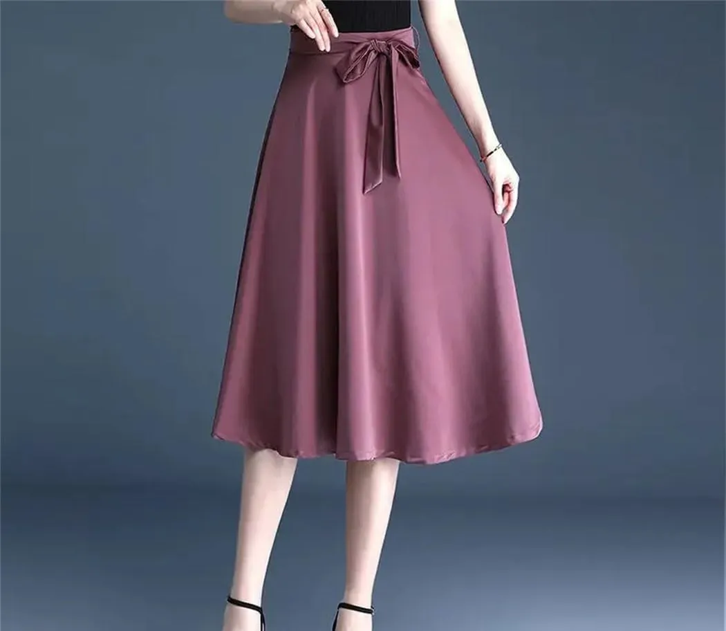 Women High Waisted Pleated A-Line Skirt Summer Harajuku Style Lace-Up Casual Party Skirts
