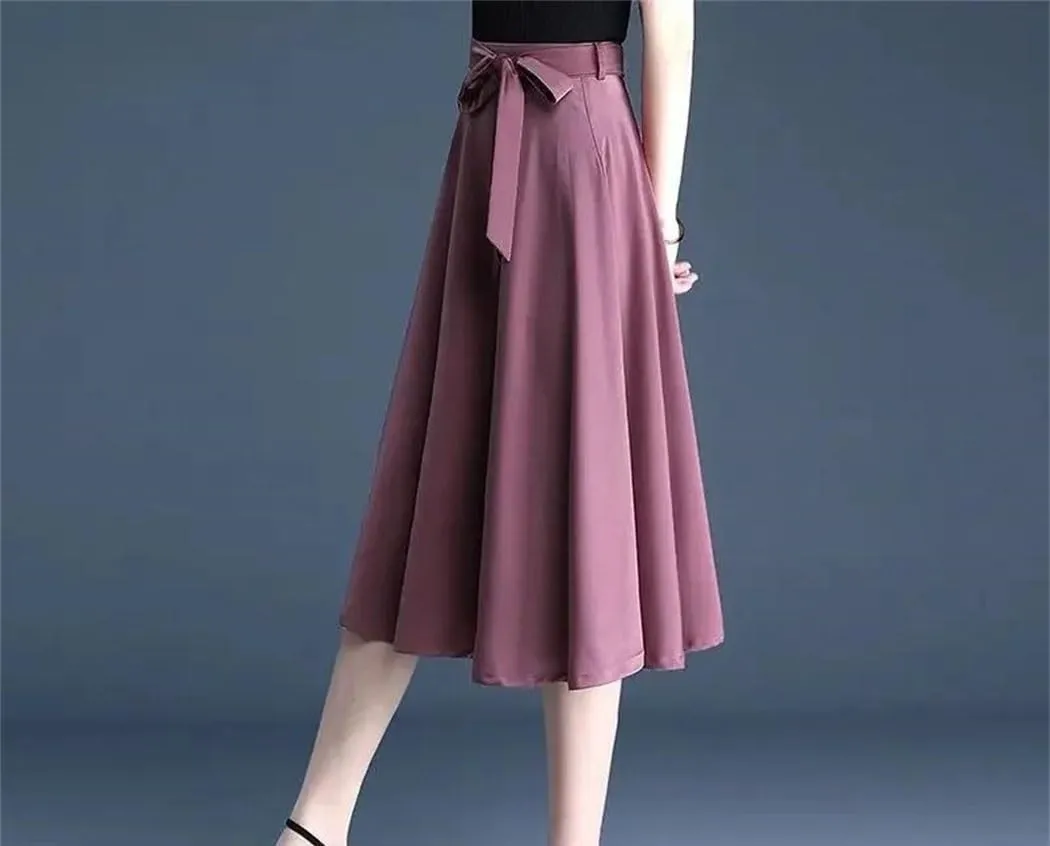 Women High Waisted Pleated A-Line Skirt Summer Harajuku Style Lace-Up Casual Party Skirts