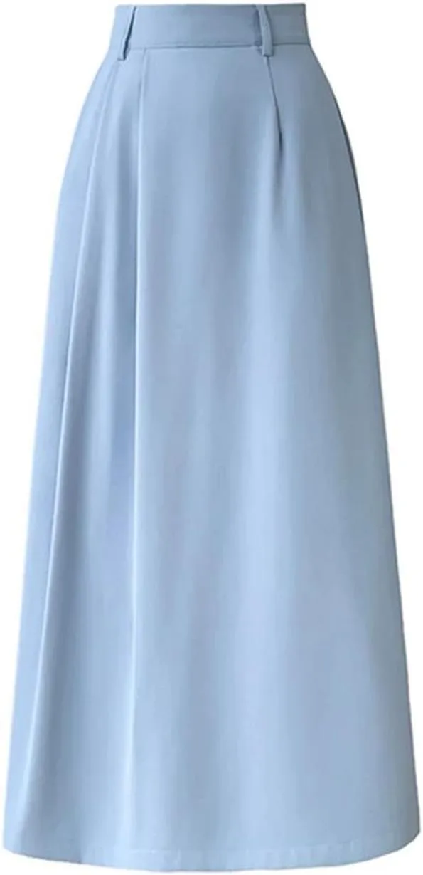 Women Korean Style Elegant Long Skirt Summer Fashion Work Office Big Swing A-Line Midi Skirts