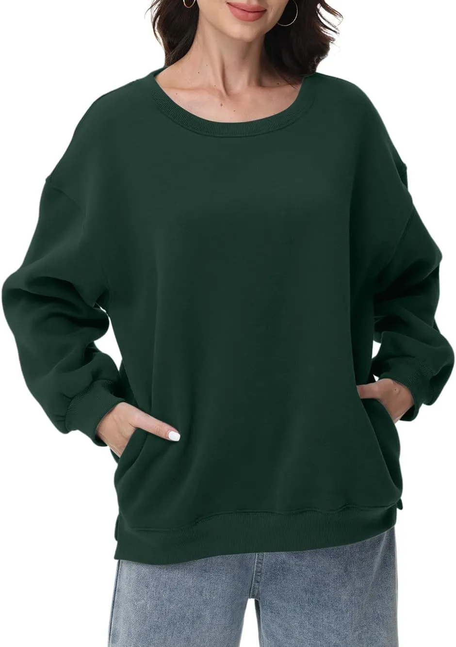Women Oversized Sweatshirts Long Sleeve Crewneck Tops Pullover Fall Fashion Outfits Clothes with Pockets