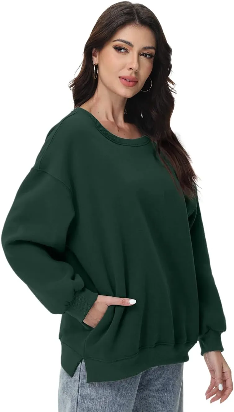 Women Oversized Sweatshirts Long Sleeve Crewneck Tops Pullover Fall Fashion Outfits Clothes with Pockets