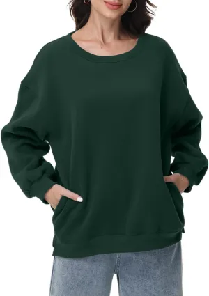Women Oversized Sweatshirts Long Sleeve Crewneck Tops Pullover Fall Fashion Outfits Clothes with Pockets