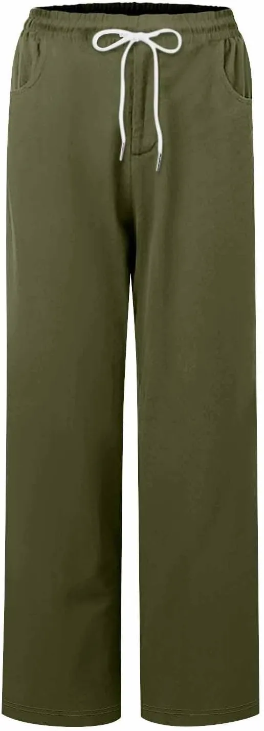 Womens Capris for Summer Cotton Linen Pants Casual 2025 Loose Comfy Trendy Elastic Waist Cropped Trouser Plus Size