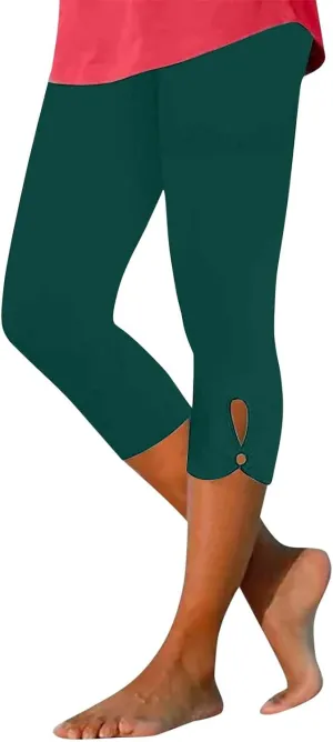 Womens Capris for Summer Dressy Cropped High Waist Yoga Pants Comfy Stretchy Leggings Workout Compression Trouser