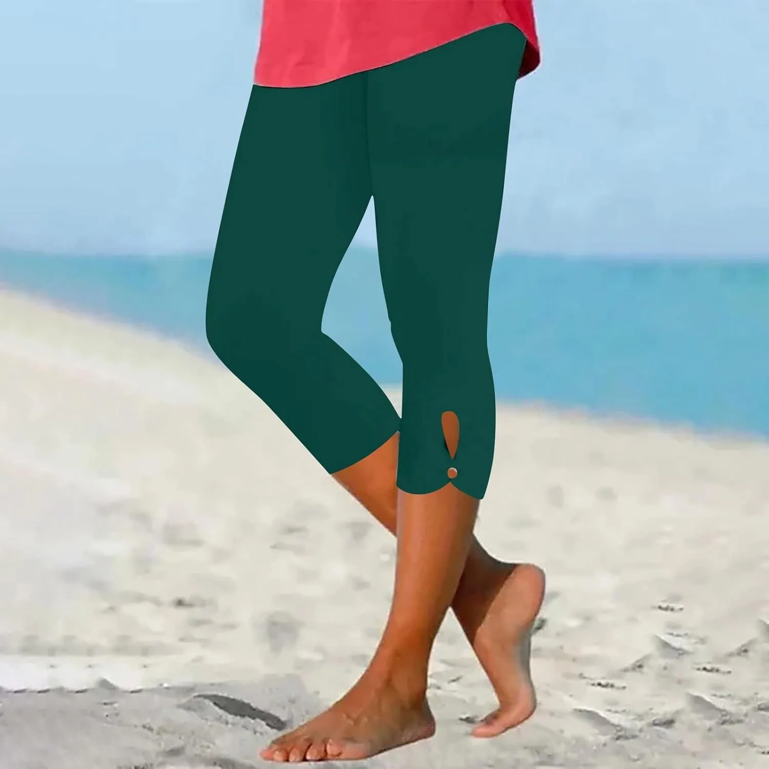 Womens Capris for Summer Dressy Cropped High Waist Yoga Pants Comfy Stretchy Leggings Workout Compression Trouser