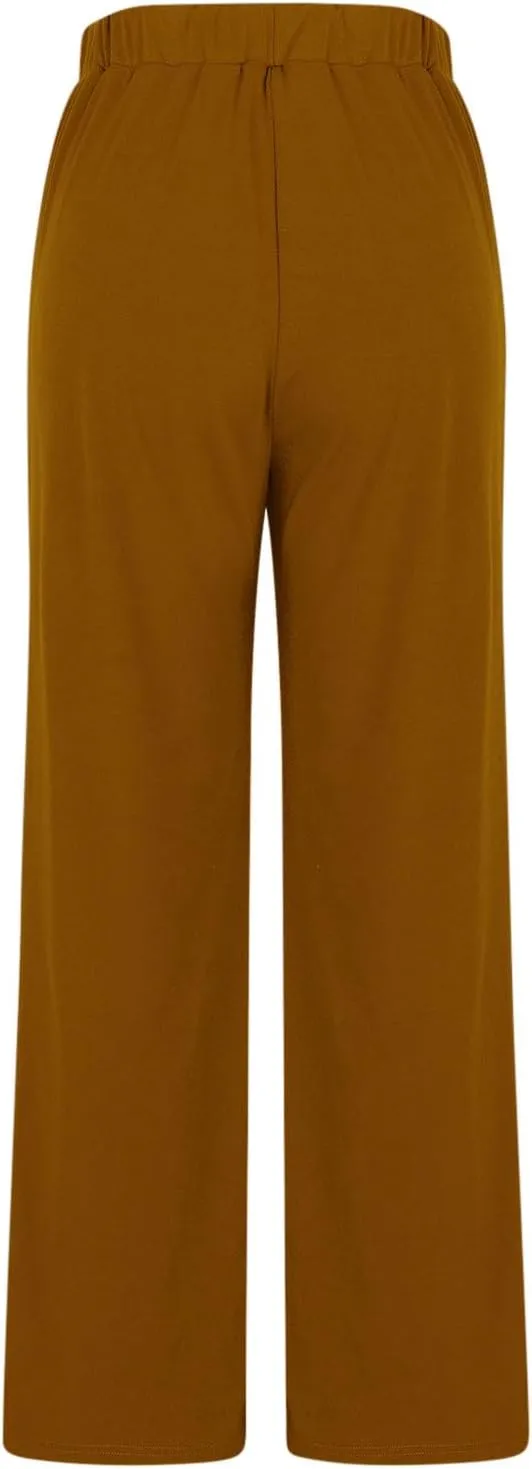 Womens Casual Cropped Pants 2024 Fashion Elastic Waist Wide Leg Crop Pants Summer Loose Beach Yoga Pants with Pockets