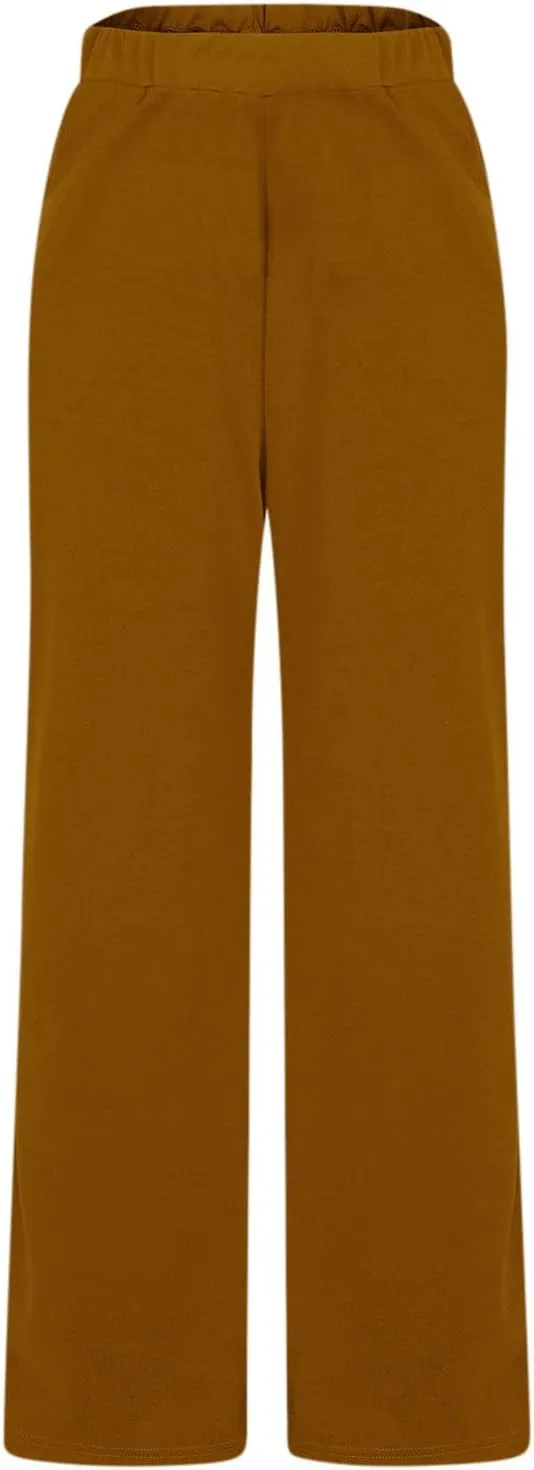 Womens Casual Cropped Pants 2024 Fashion Elastic Waist Wide Leg Crop Pants Summer Loose Beach Yoga Pants with Pockets