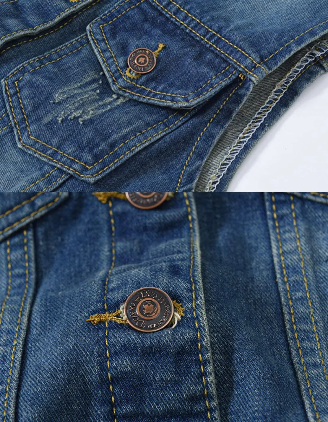 Women's Casual Denim Waistcoat Slim Fit Frayed Sleeveless Jacket Ripped Tops with Pockets