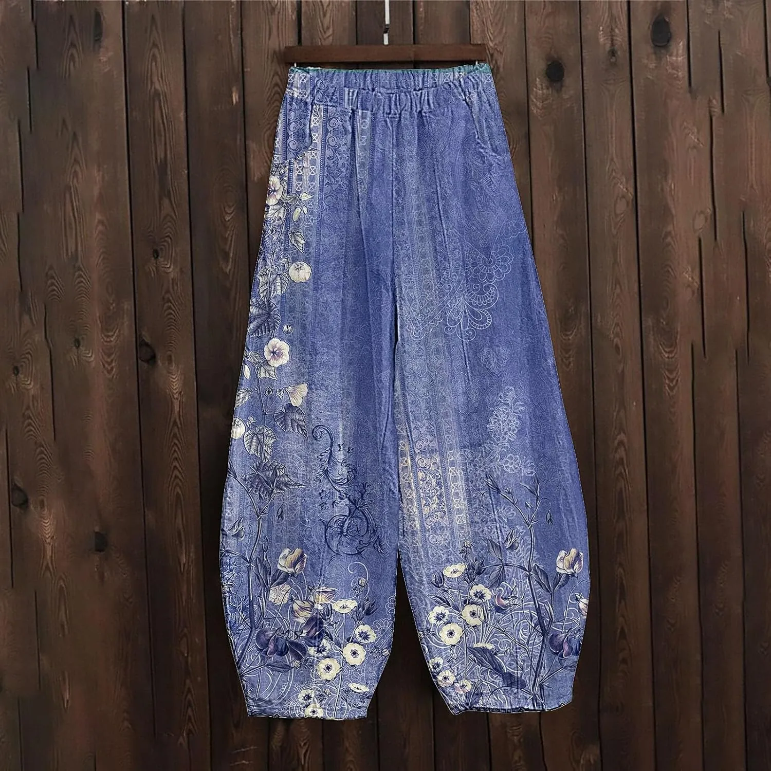 Womens Clothes Summer Outfits for Women Leg Pants Waist Elastic Relax Fit Trouser with Pockets Linen Pants Set Women