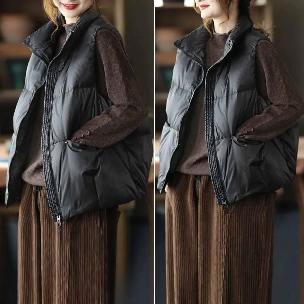 Women's Down Vest - Short Sleeveless Lightweight Jacket