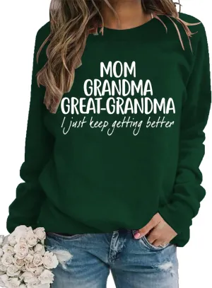 Womens Great Grandma Sweatshirt Fleece Lined Crewneck Long Sleeve Gigi Gift Inspirational Saying Tops