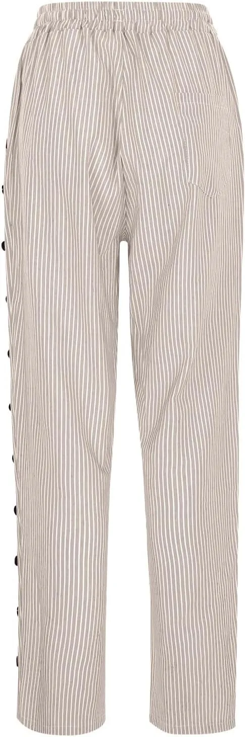 Women's Linen Capri Pants with Drawstring Petite High Waist Elastic Straight Leg Lounge Summer Beachwear Pants